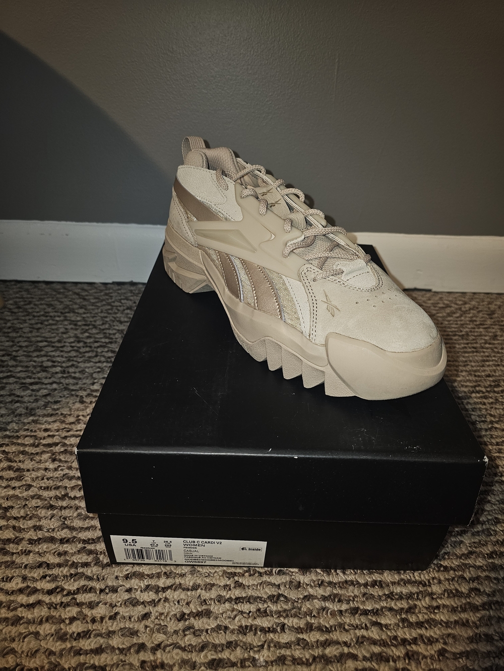 Reebok "Cardi B" Women's Beige Chunky-Soled Low Top Sneakers